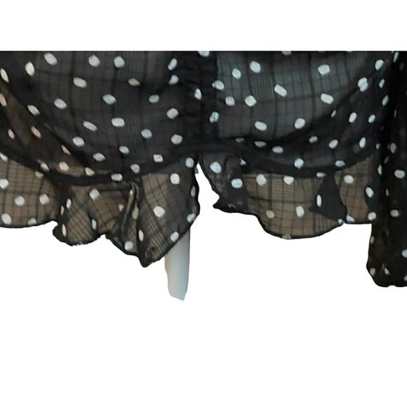 Polka Dot Sheer Long Puffy Sleeves Blouse Size 12 - Picture 7 of 11